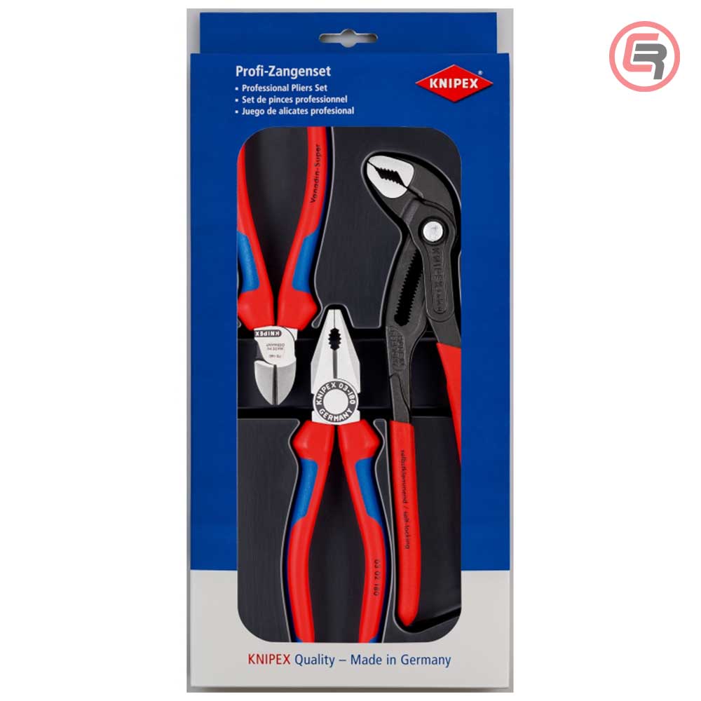 Knipex Set Kliješta Kombinovana + Sječice + Papagajke Cobra  / 3 dijelni – 00 20 09 V01