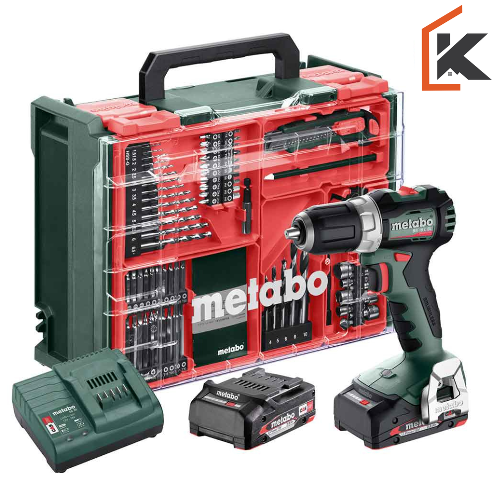 Metabo Bušilica – Odvijač Aku BS 18 L BL Set 2 x AKU LiPOWER (2,0 Ah) SC 36 WorkShop Sa Priborom – 613155710