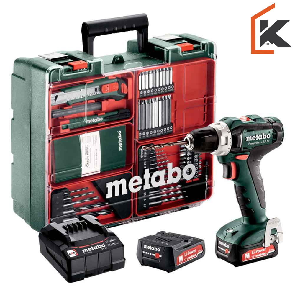 Metabo bušilica-odvijač Aku PowerMaxx BS 12 Set / 2xAKU (2,0 Ah) SC 36 Mobile WorkShop – 601036870