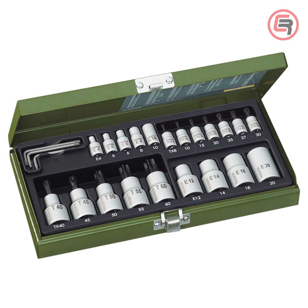 Proxxon Garnitura Nasadnih Torx Ključeva 1/4”+1/2” TX8 – TX60 / 24 dijelna – 23102